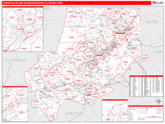 Scranton-Wilkes-Barre-Hazleton Metro Area Digital Map Red Line Style